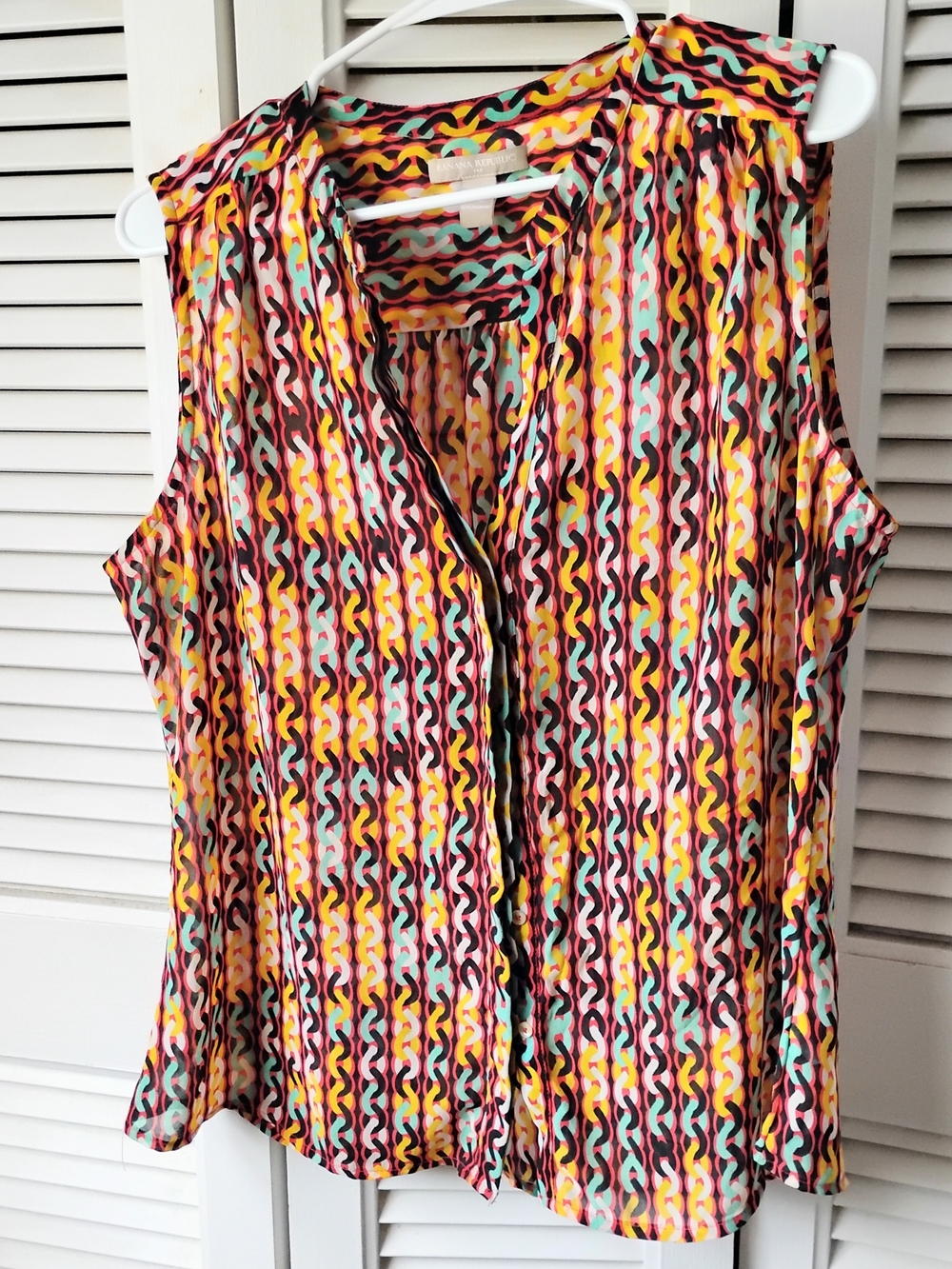 Banana Republic Multicolor Chain-Print Sleeveless V-Neck Camisole